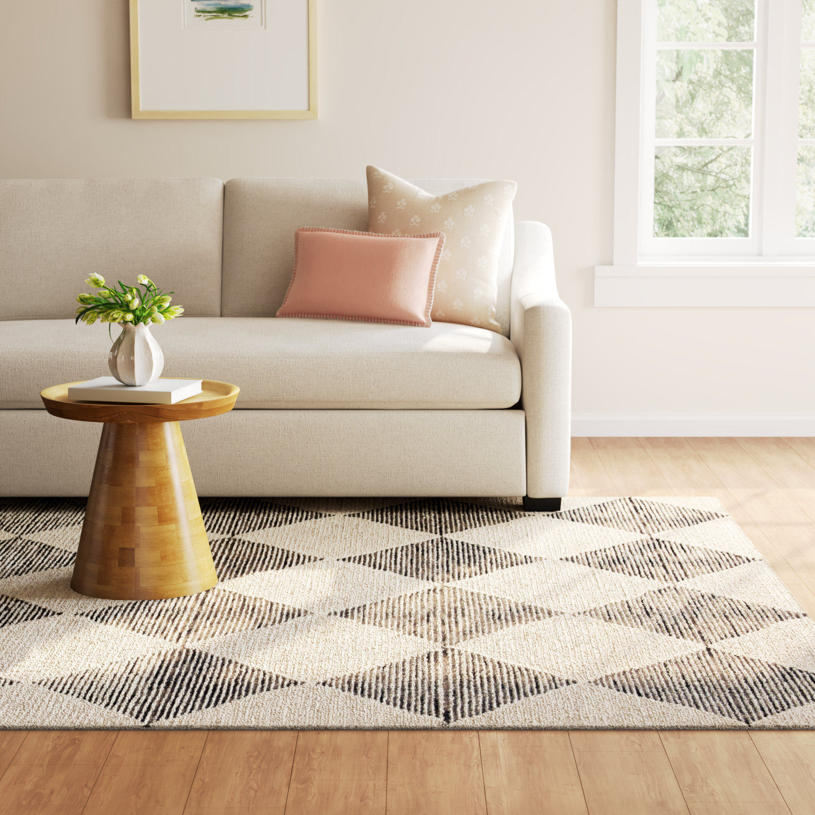 Chris Loves Julia x Loloi Francis Wool Beige / Charcoal Rug, Rectangle 8'6" x 12'