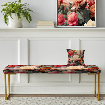 Banc floral rembourré or
