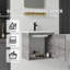 Meuble-lavabo flottant 20 po avec lavabo, porte à fermeture en douceur, évier en céramique, contreplaqué, gris-36734453-36734454