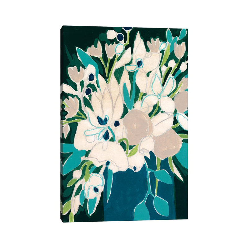 Blue Bloom Sketch II by June Erica Vess - Wrapped Canvas Gallery-Wrapped Canvas Giclée, 20.32 cm H x 30.48 cm W