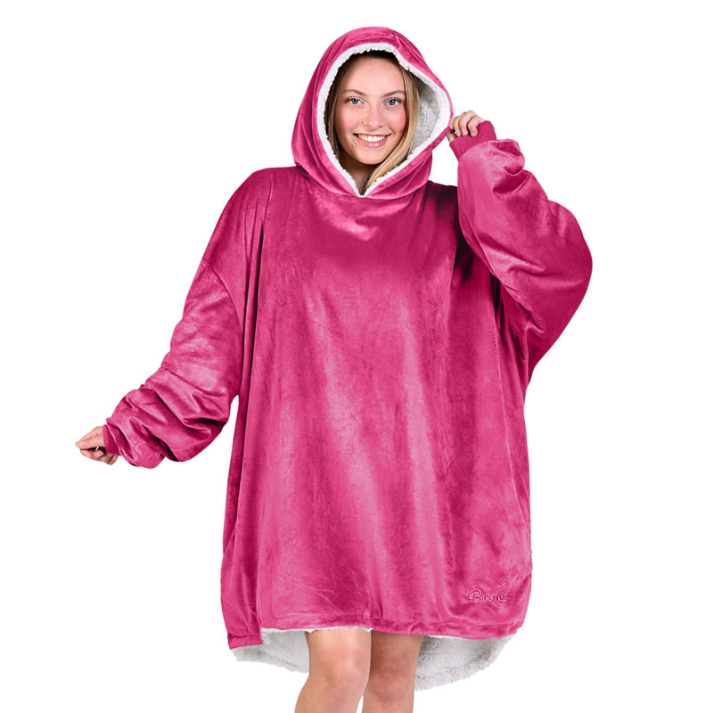 Couverture en sherpa à capuche portable, Rose, Adulte
