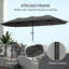 Très grand parasol de patio de 13 pi avec poignée facile à manivelle, évents pour l'extérieur, patio, UPF30 +, gris foncé-2018632304
