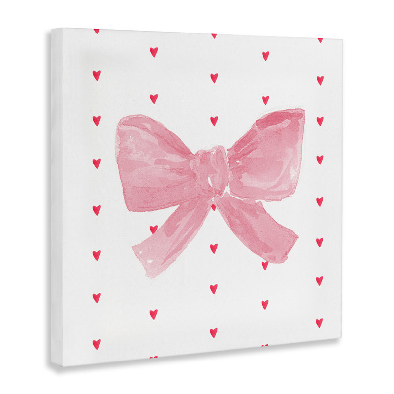 «Pink Bow on Hearts» par Lucille Price, H 24 po x l 24 po
