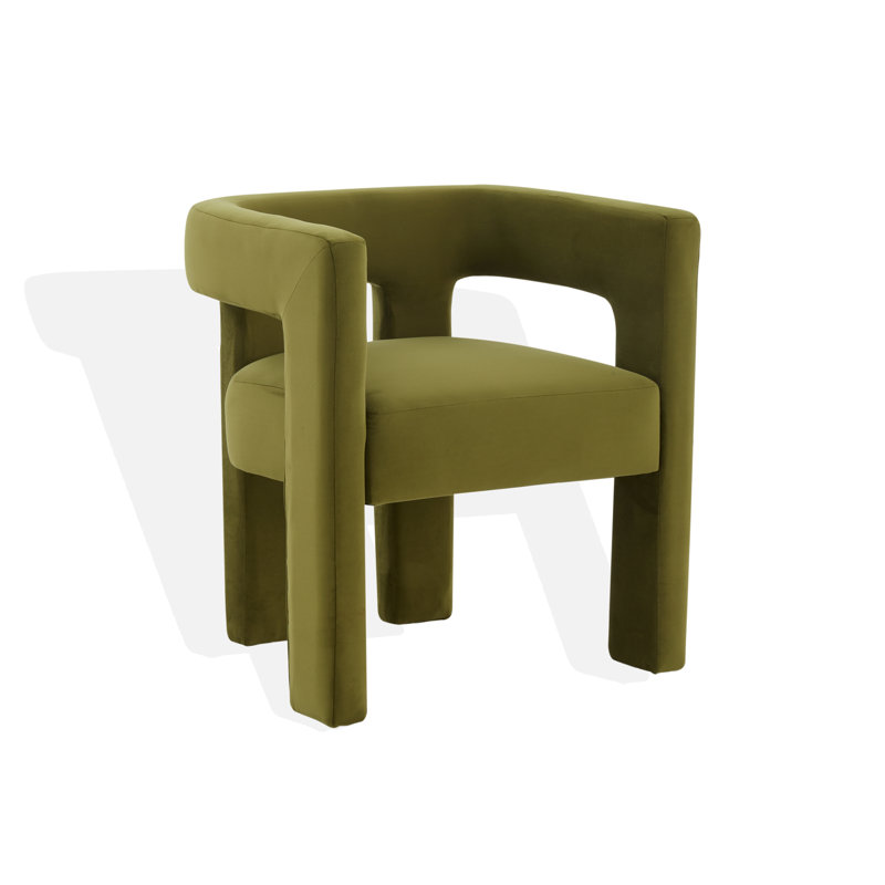 Scott 18.3'' H Leather Upholstered Armchair, Olive Green Velvet