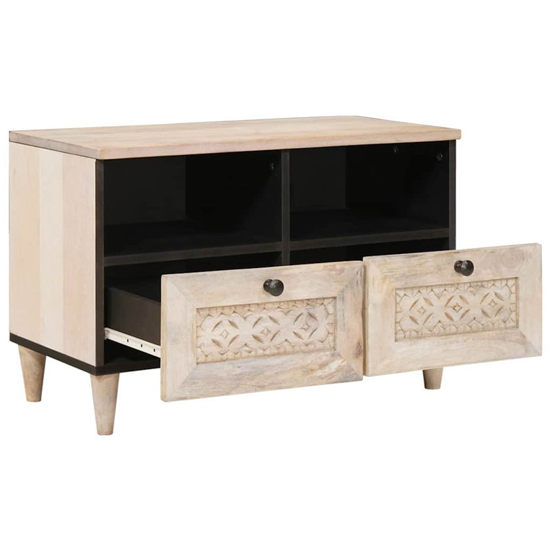 TV Cabinet 70 X 33 X 46 Cm Solid Mango Wood, White