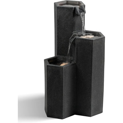 27.95"H Eco-Friendly Outdoor Water Fountain - Recyclable Polyethylene Cascading Design With LED Light & Pump