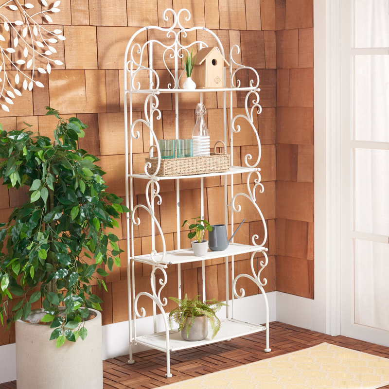 Angellyn Metal Weather Resistant Patio Shelving, Antique White