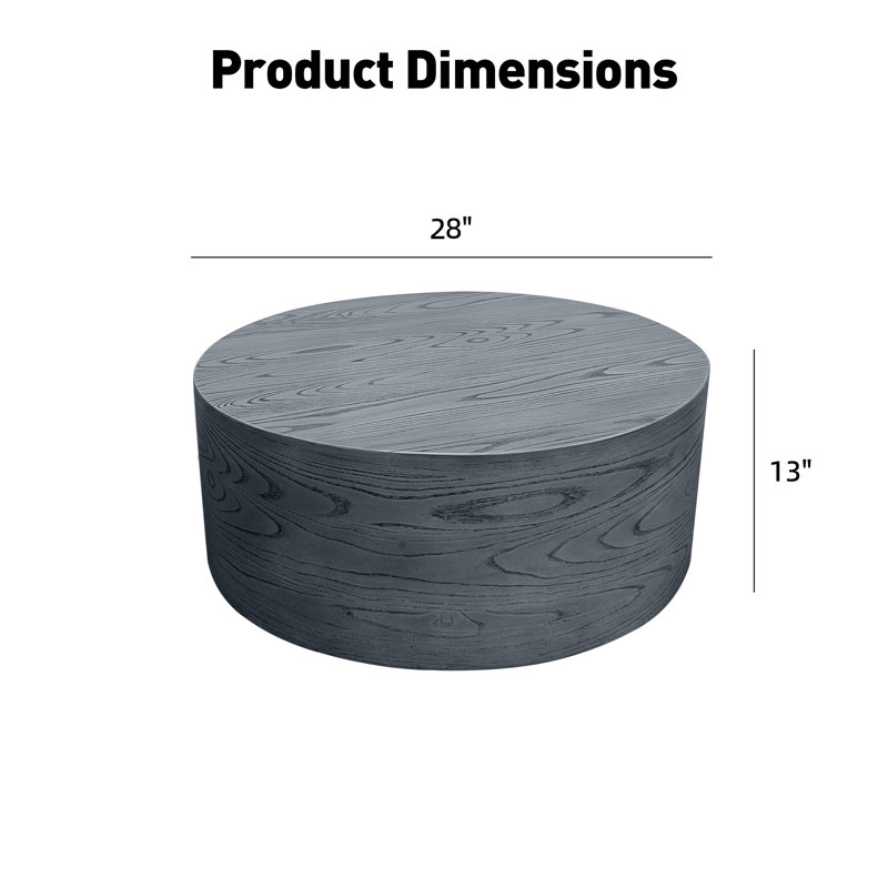 28''Outdoor Round Magnesium Oxide Coffee Table, Gray