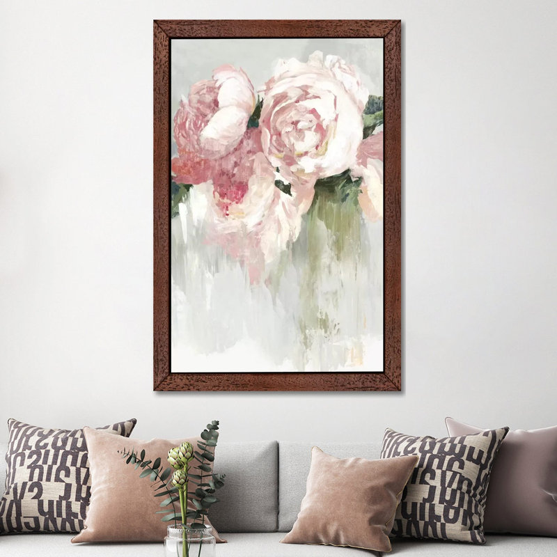 Peonies by Asia Jensen - Print on Canvas, Brown Framed, 101.6 cm H x 66.04 cm W