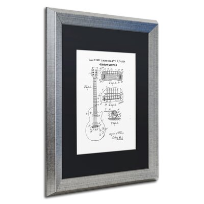1955 Mccarty Gibson Guitar' Framed Graphic Art in White on Canvas -  Trademark Fine Art, CDO0069-S1620BMF