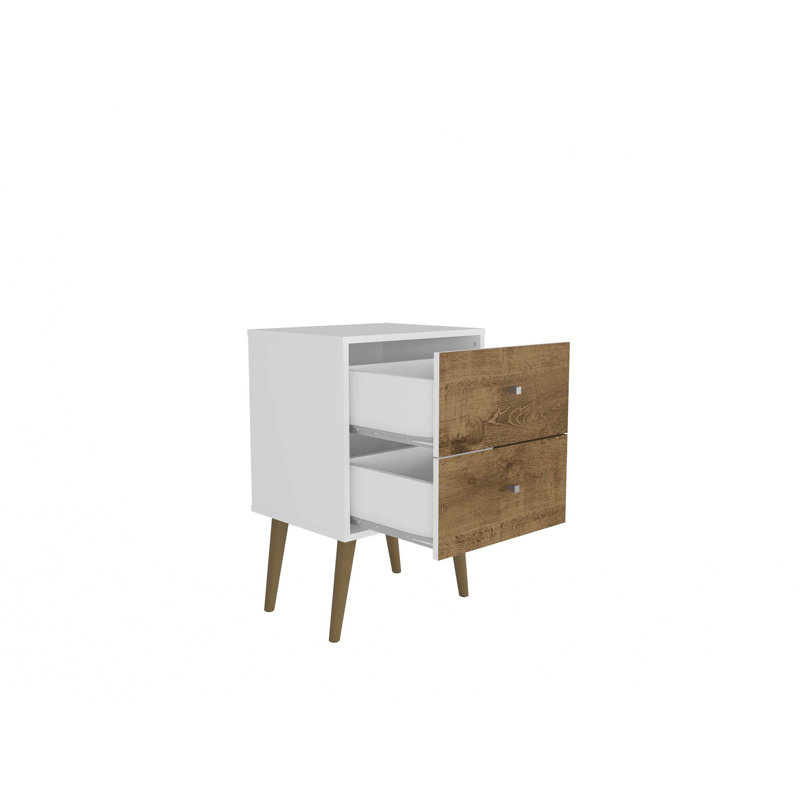 Table de chevet 18 po Liberty en blanc et brun rustique (2 tiroirs)