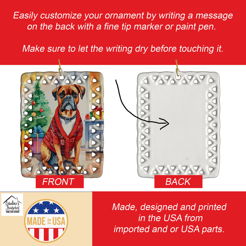 Ornement de Noël en porcelaine Boxer, Boxer 3398