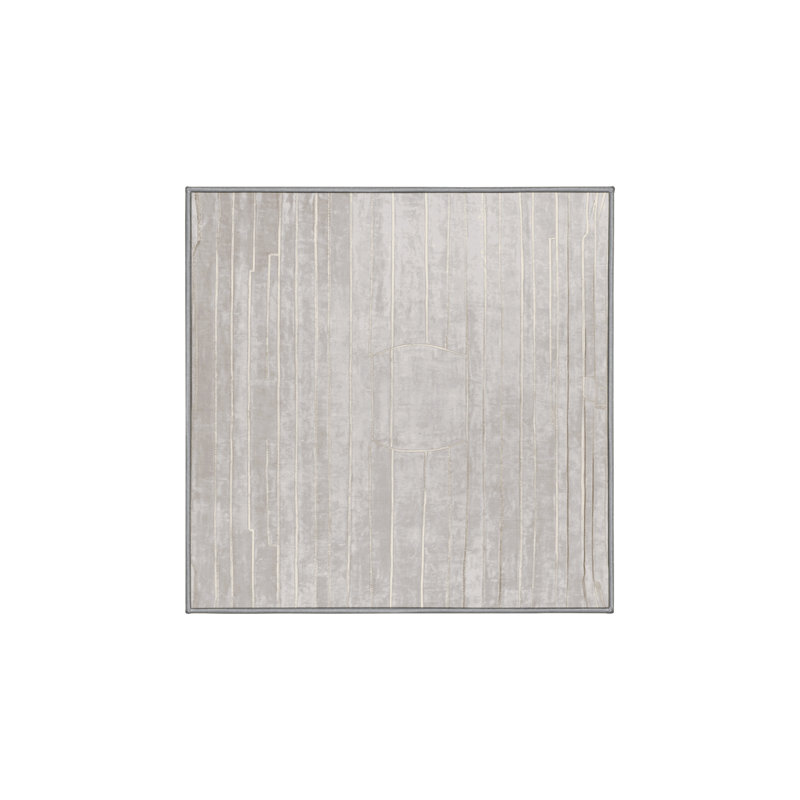 Machine Washable Gray Area Rug, Square 5'