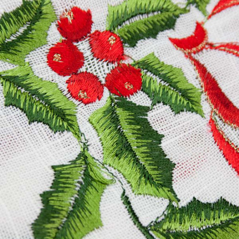 Holly Embroided Square Tablecloth