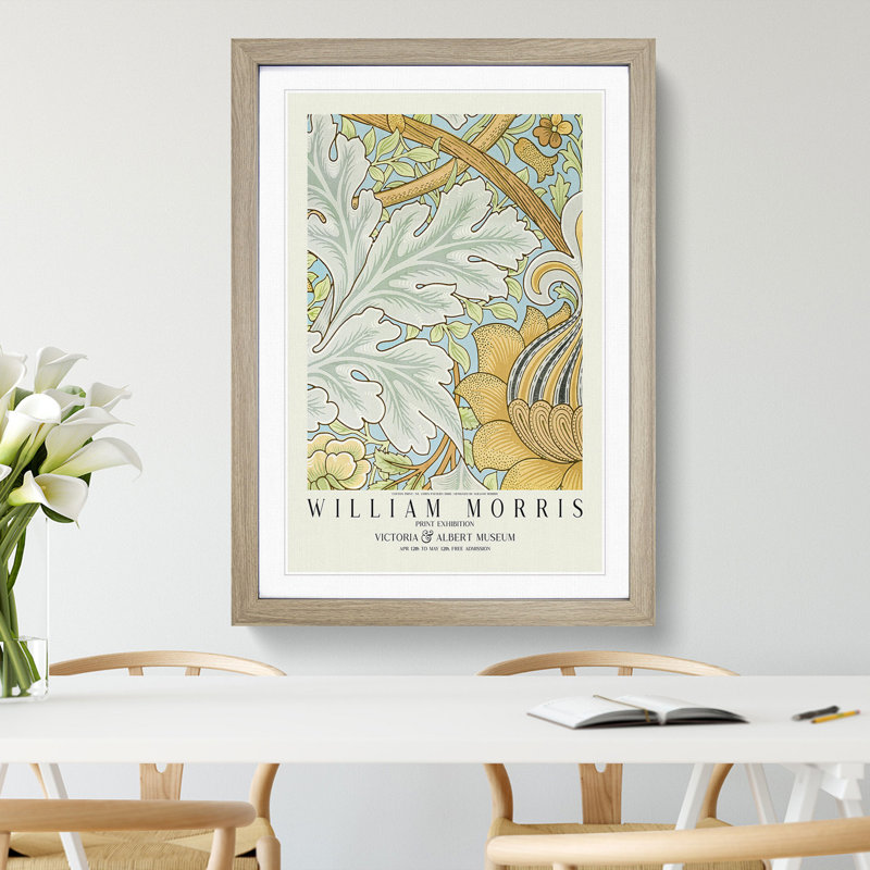 St. James Pattern with Border by William Morris - Picture Frame Graphic Art, Oak, 36cm H x 27cm W x 2cm D