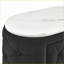 Table de chevet moderne en tissu noir avec plateau en faux marbre 2 tiroirs-1339453246