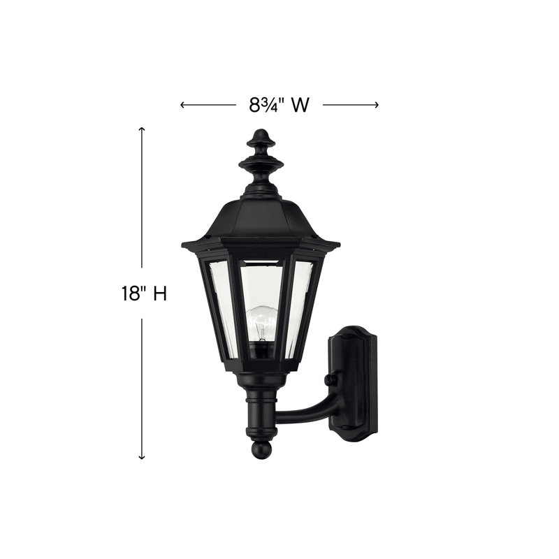 Black Beveled Glass Outdoor Wall Lantern