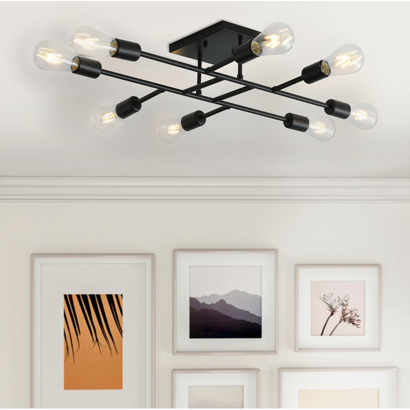 Plafonnier semi-encastré linéaire moderne 8 lumières Spoutnik