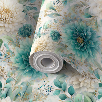Peel and Stick Wallpaper Contact Paper Dreamy Floral Composition Depth Self Adhesive and Removable 24in x 118in(60x300cm)