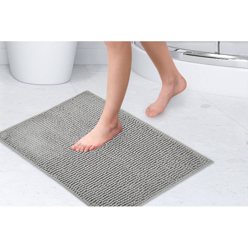 Heloise Non-Slip Bath Rug, 40cm W x 60cm L, Silver