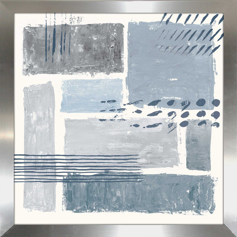 «Entre les lignes III», reproduction de peinture acrylique sur toile, H 37,5 po x l 37,5 po x P 1 po, Encadrement argenté