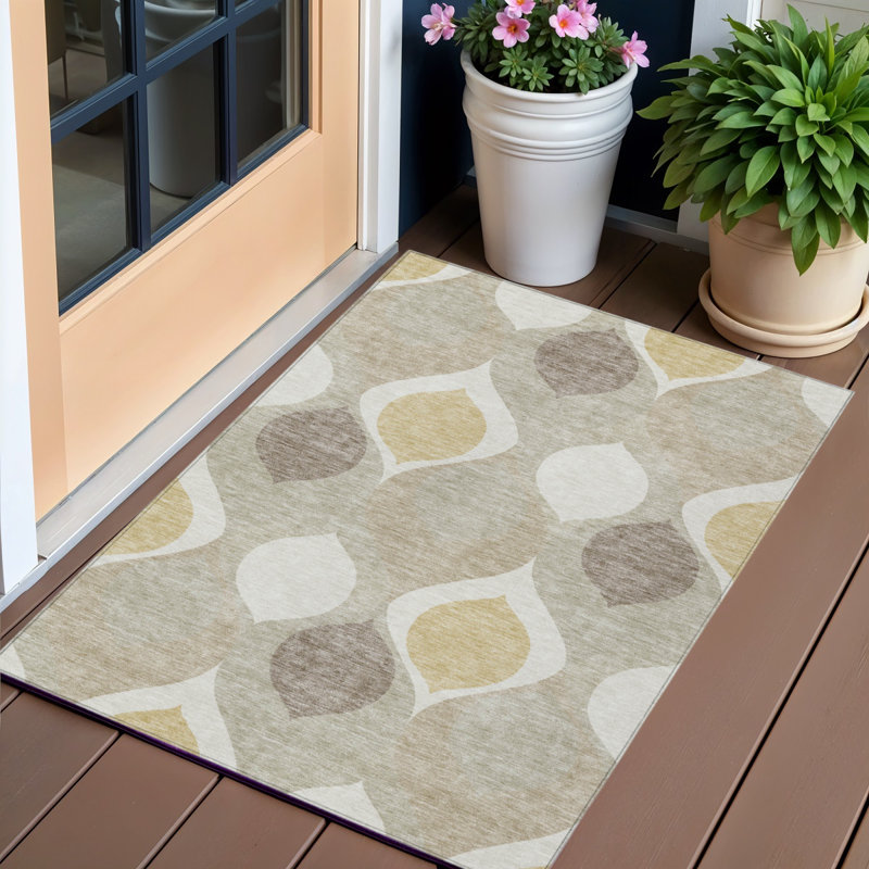 3' X 5' Ogee Washable Indoor Outdoor Area Rug