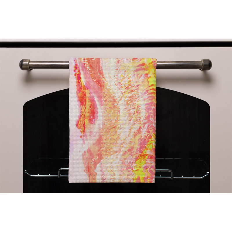 Waffle Texture Tea Towel Kitchen Towel, Light Orange