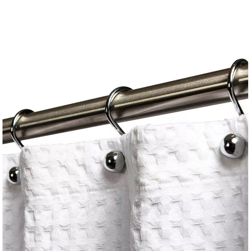 12 Piece Set - Heavy Duty Steel Ball Shower Curtain Hooks Rings Rustproof Metal, Silver
