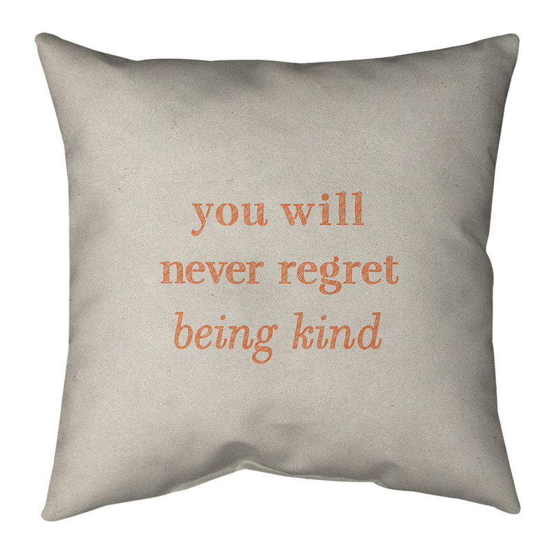 Coussin intérieur / extérieur Be Kind, 20 po x 20 po, Blanc / orange clair, Couleur unie