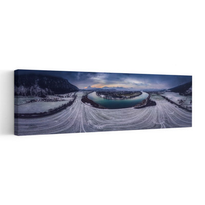 «Snowy Mountain River», art dramatique paisible et paisible paysage de montagne