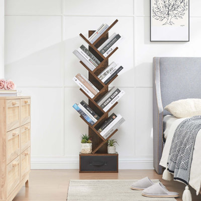 Geometric Storage Bookcase with Drawer,Etagere Bookcase for Living Room, Bedroom