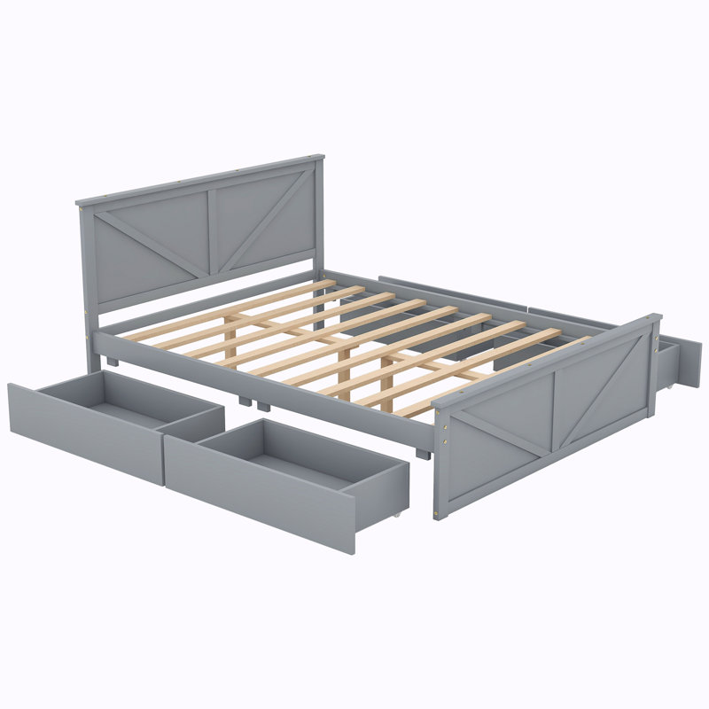 Platform Storage Bed, Queen, Gray