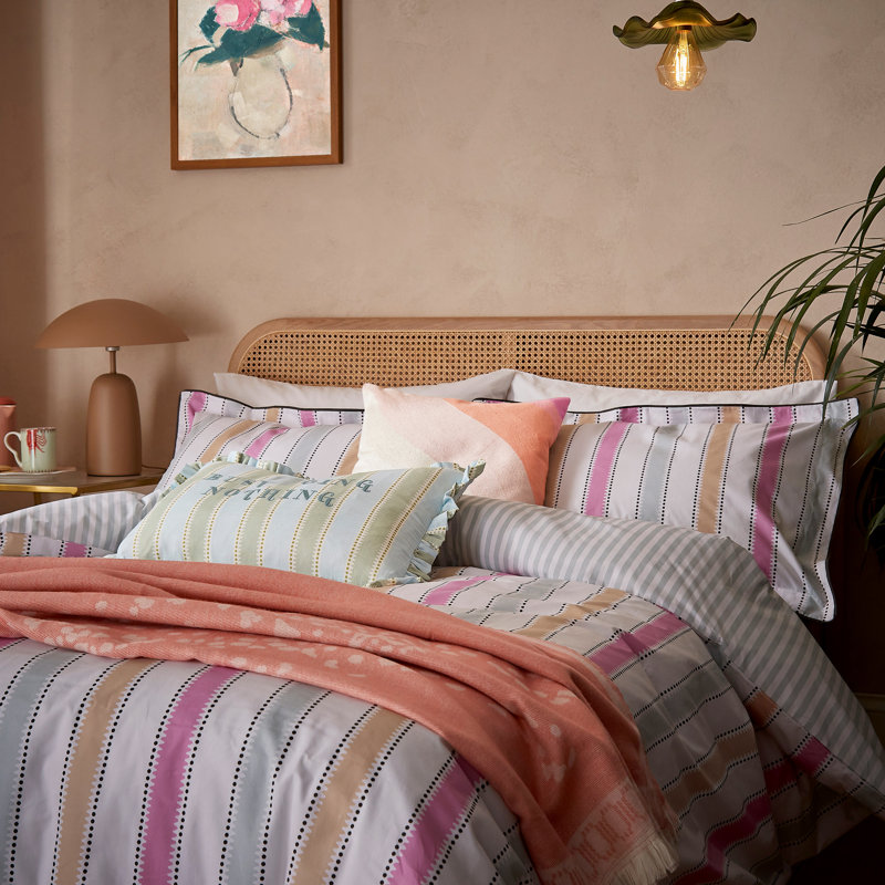 Wobble Stripe Cotton Cover Set, Super King Duvet Cover  + 2 King Pillowcases