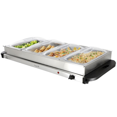  Buffet et chauffe-plats avec 4 plateaux modulaires amovibles, plateau chauffant chauffant et cadre de plateau amovible