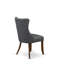 Chaises de cuisine rembourrées de style Mid-Century avec tissu en polyester gris platine, dossier capitonné et poignée à tirer, garniture cloutée, chaises de salle à manger Parson, pieds en bois massif, ensemble de 2, espresso-652452078