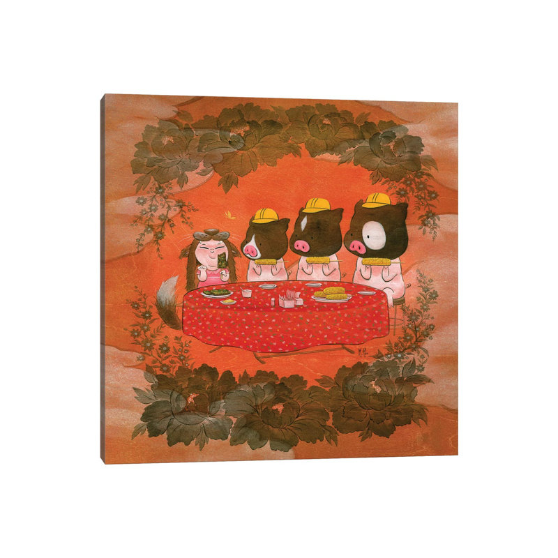 Three Pigs by Martin Hsu - Wrapped Canvas Gallery-Wrapped Canvas Giclée, 30.48 cm H x 30.48 cm W