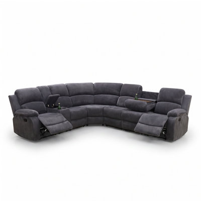 Corduroy Curved Manual Reclining Sectional Sofa