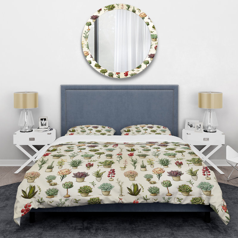 Literie Minimalist Succulents III, Housse de couette pour très grand lit et 2 très