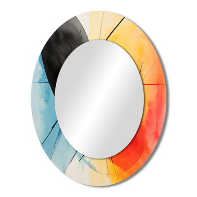Geometric soft colors patterns IV - Abstract Oval Decorative Mirror On Metal