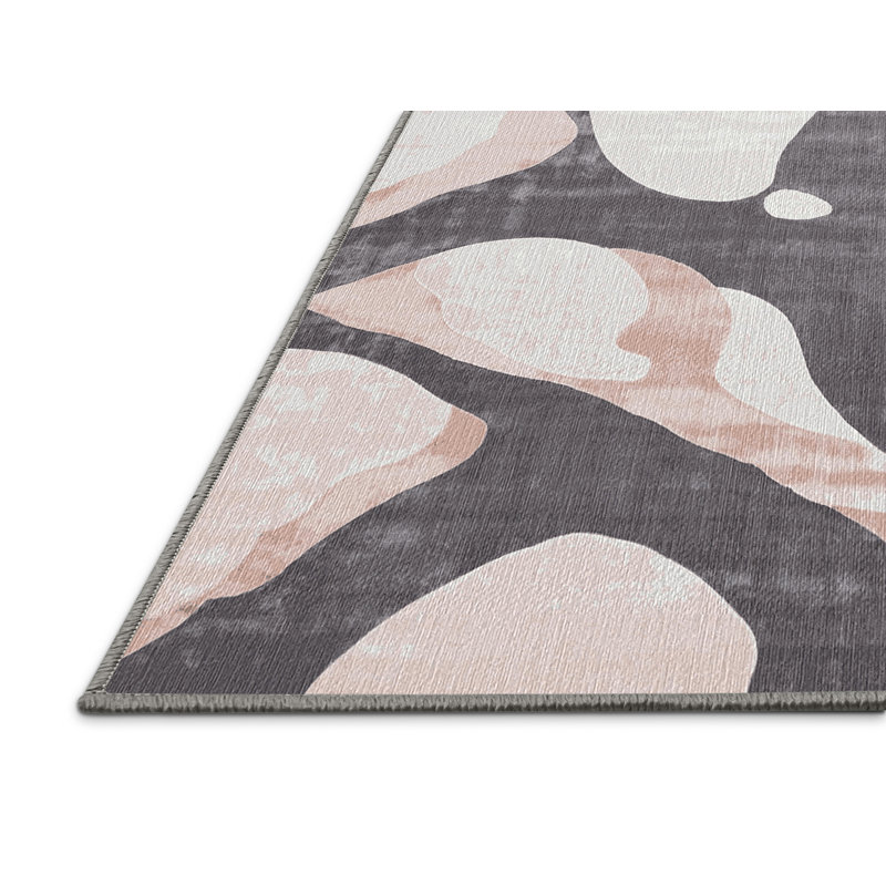 Machine Washable Gray Area Rug, Rectangle 5' x 7'