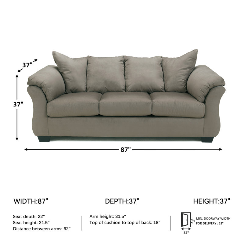 Darcy Pillow Top Arm Sofa, Cobblestone, 37" H x 89" W x 38" D
