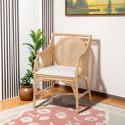 Fauteuil Hotaru en rotin avec coussin d'assise rembourré