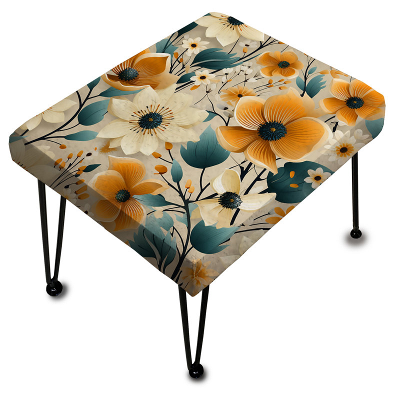 Mod Floral Nostalgia I - Repose-pieds rectangulaire Mid-Century