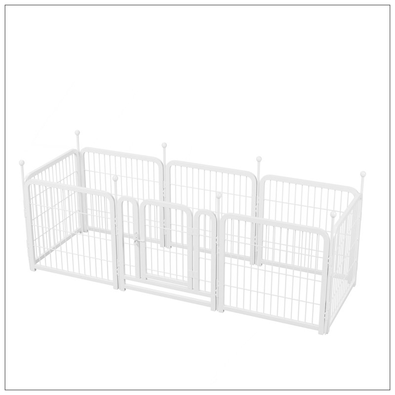Parc pour chien avec 8 panneaux et enclos pour chiots pour chien, H 24,3 po x l 63 po x P 63 po, Blanc