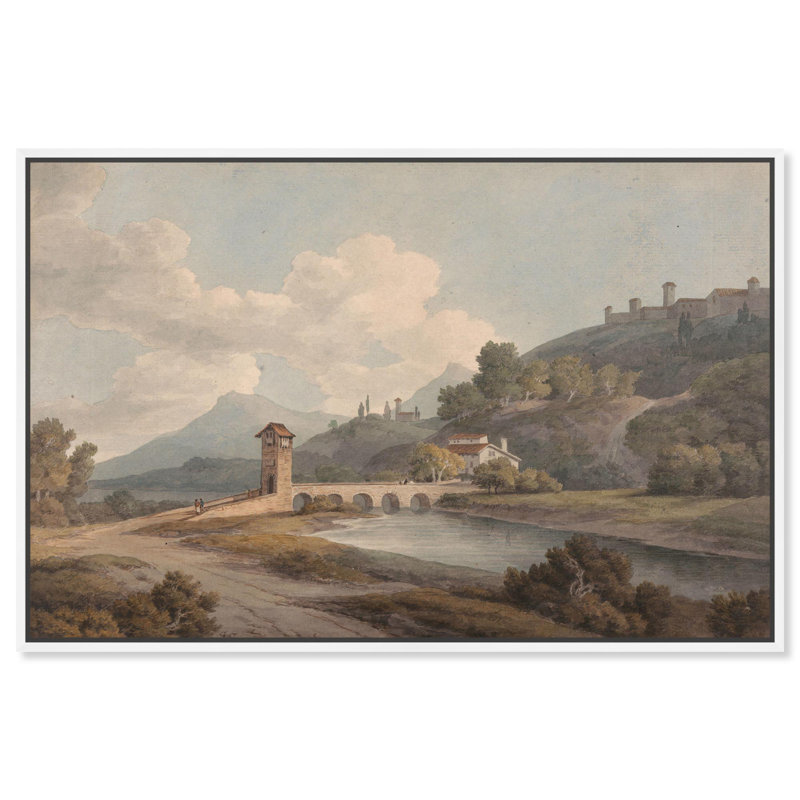 Art moderne sur toile Modern Bridge at Narni par Art Remedy, Cadre blanc, H 17 po x l 25 po