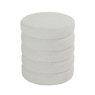 Cylindrical Storage Ottoman, Light Grey