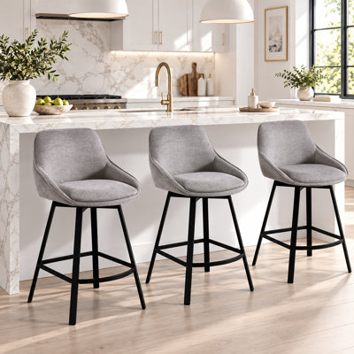 Tabouret de comptoir pivotant de 25,6 po avec structure en métal Absalom