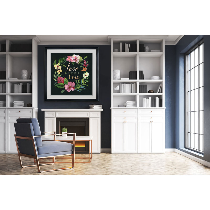 « tropic couronne ii », art textuel, H 24 po x l 24 po x P 1,5 po, Cadre noir
