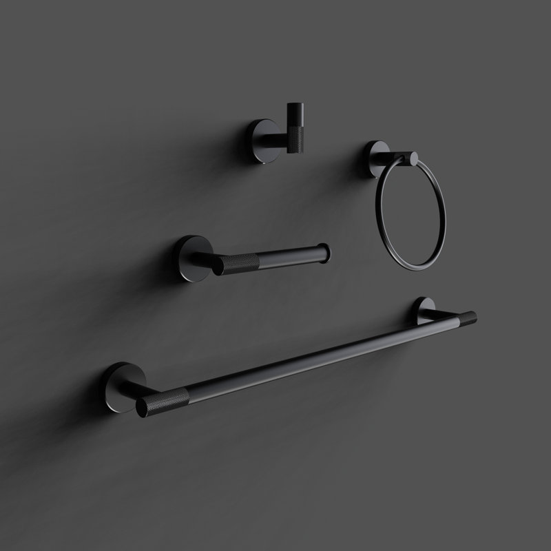 Ensemble de quincaillerie de salle de bain 4 pièces, Noir mat moleté