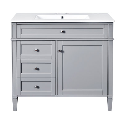 36'' Bathroom Vanity With Top Sink Ceramic with Drawer,door,Bathroom Storage Cabinet